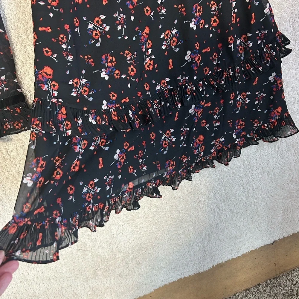 Lulus Floral to See Black Floral Print Long Sleeve Mini Dress Size Medium